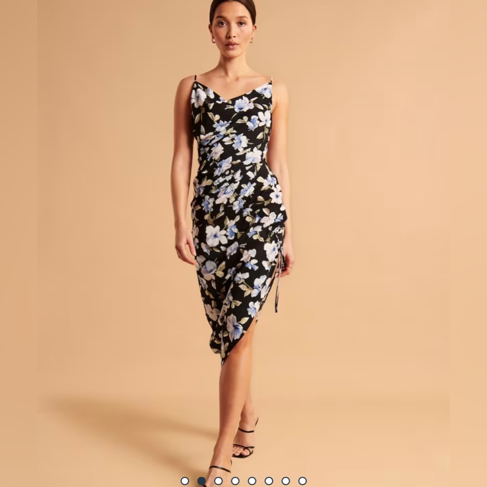 Abercrombie & Fitch Asymmetrical Cinched Midi Dress